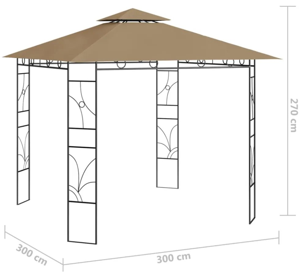 tópszínű pavilon 3 x 3 x 2,7 m 160 g/m²