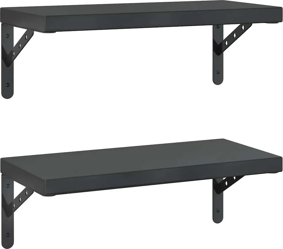 vidaXL 2 db fekete rozsdamentes acél fali polc 50 x 23,5 cm