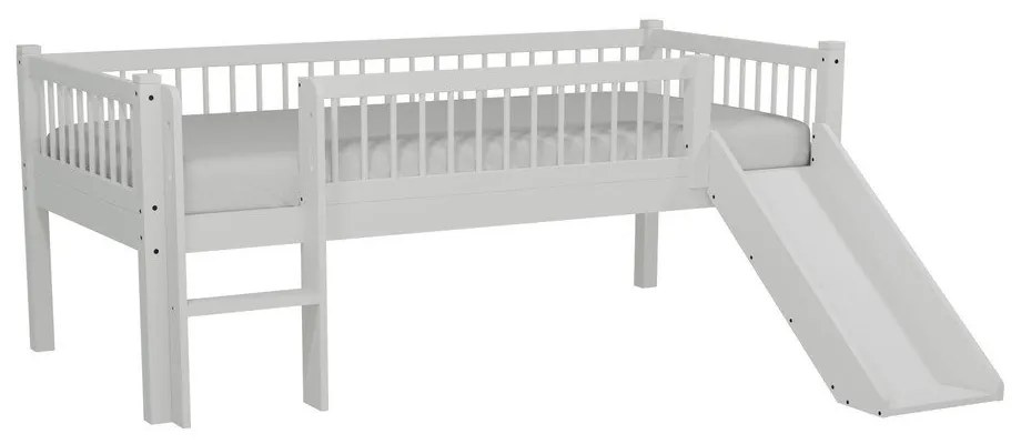 Fehér tölgyfa galéria gyerekágy csúszdával, ágyráccsal 90x200 cm Forrest – Vipack
