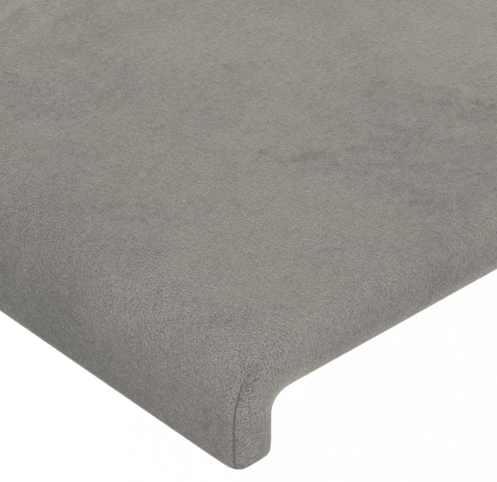 világosszürke bársony LED-es fejtámla 203 x 16 x 78/88 cm