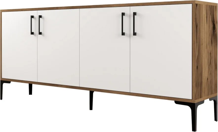 Kiev komód, dió-fehér, 180 cm