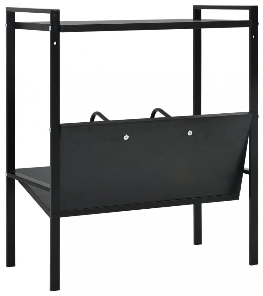 2-szintes fekete szerelt fa könyvespolc 52 x 28 x 59 cm
