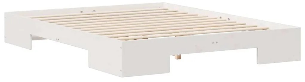 vidaXL Földi ágykeret tárolóval Fehér 160 x 200 cm Tömör fenyőfa