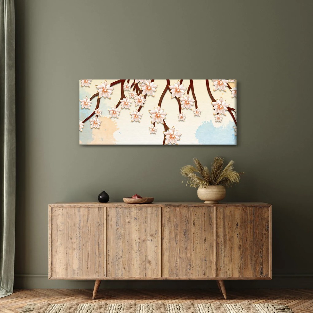 Kép - virágok az ágakon, színes (120x50 cm)