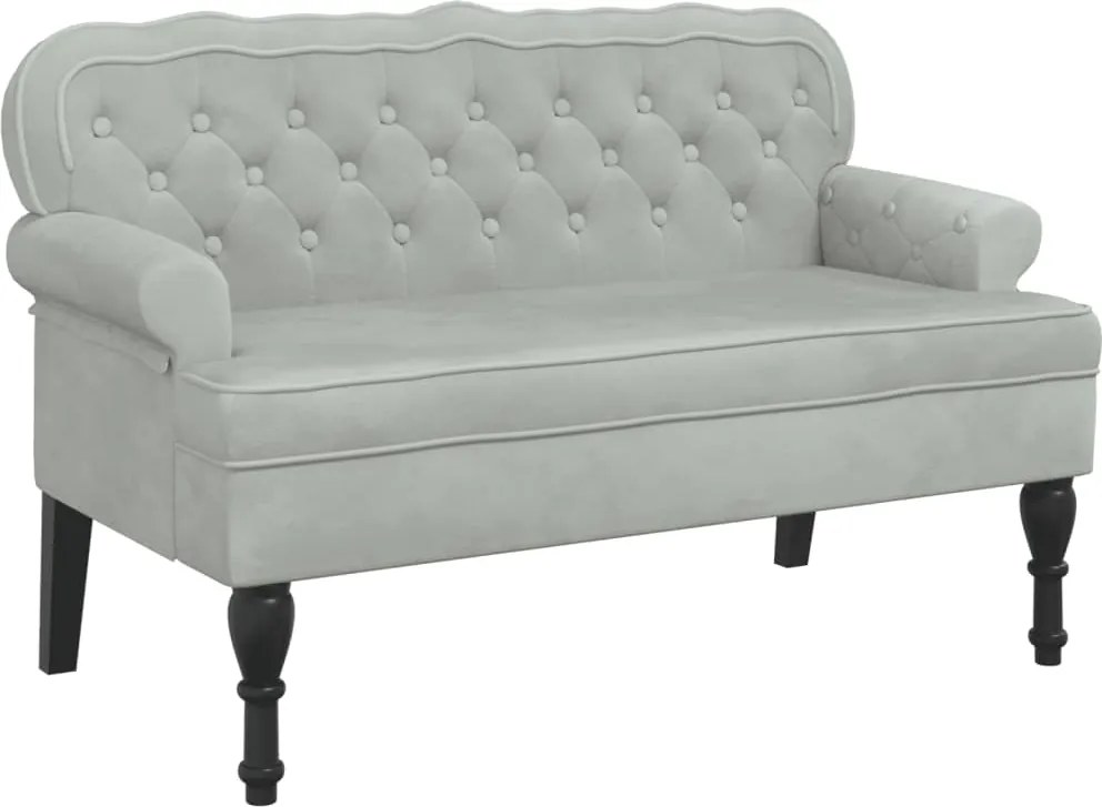 vidaXL világosszürke bársony pad háttámlával 119,5 x 64,5 x 75 cm