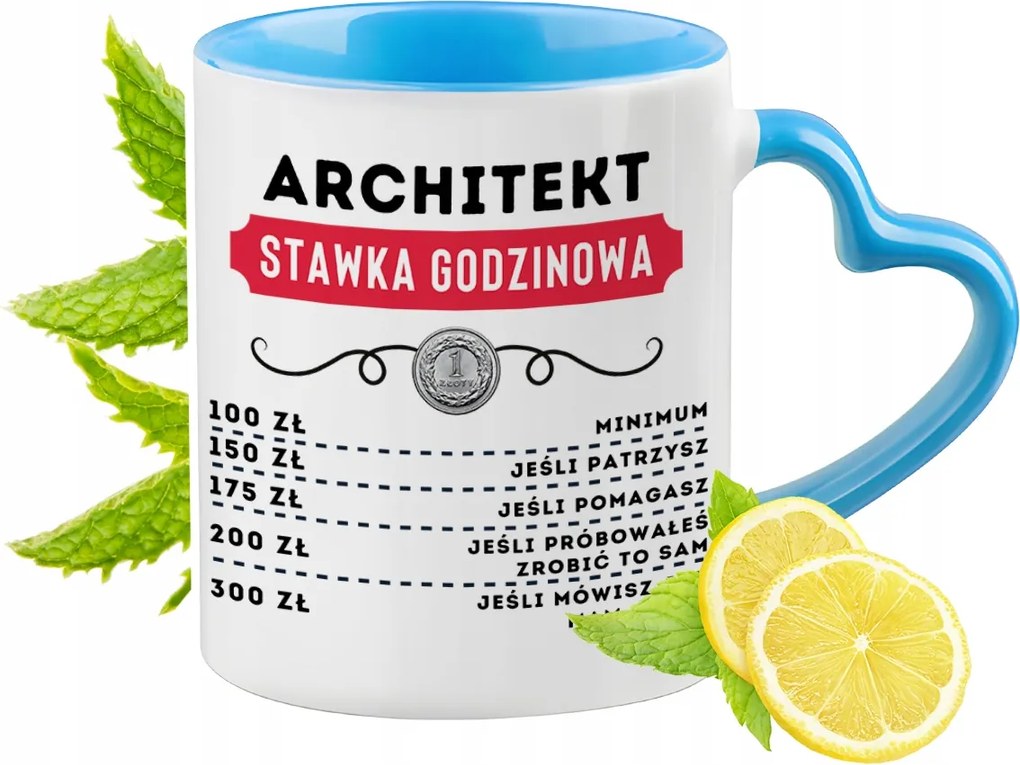 Építészeknek Kék Bögre Szív Alakú Füllel Ajándék