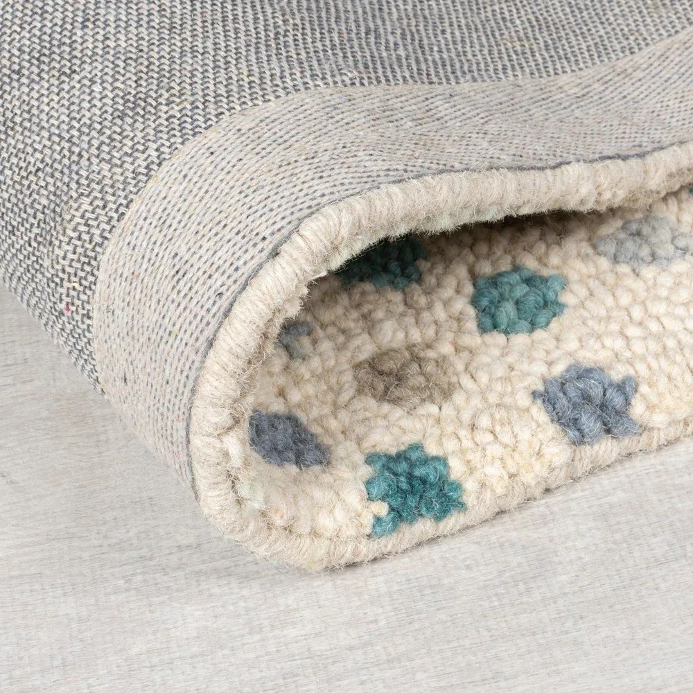 Kék-bézs kézi szövésű gyapjú szőnyeg 160x230 cm Eloise Patchwork – Flair Rugs