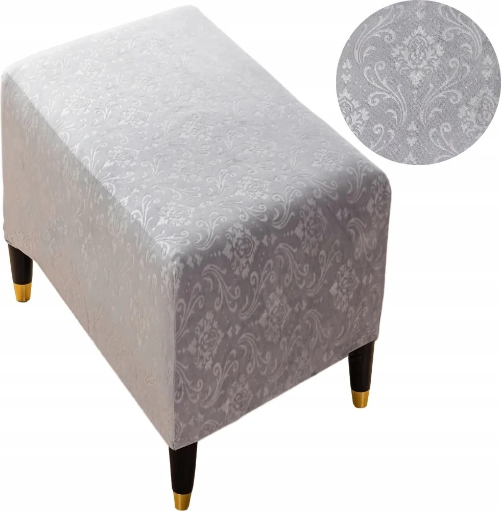 Lábtartó Huzat Puff Velúr Oeko Tex Dísz Prémium Elasztikus Szürke