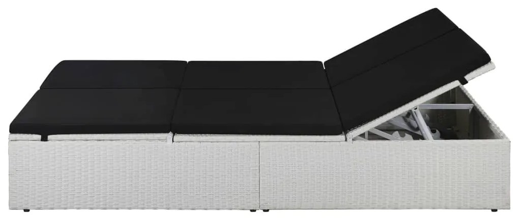 Fekete polyrattan napozóágy párnával
