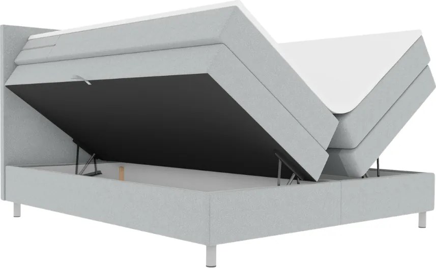 Kárpitozott Boxspring Ágy CARINA 140x200 cm világosszürke Matrac: Bonell rugós matrac