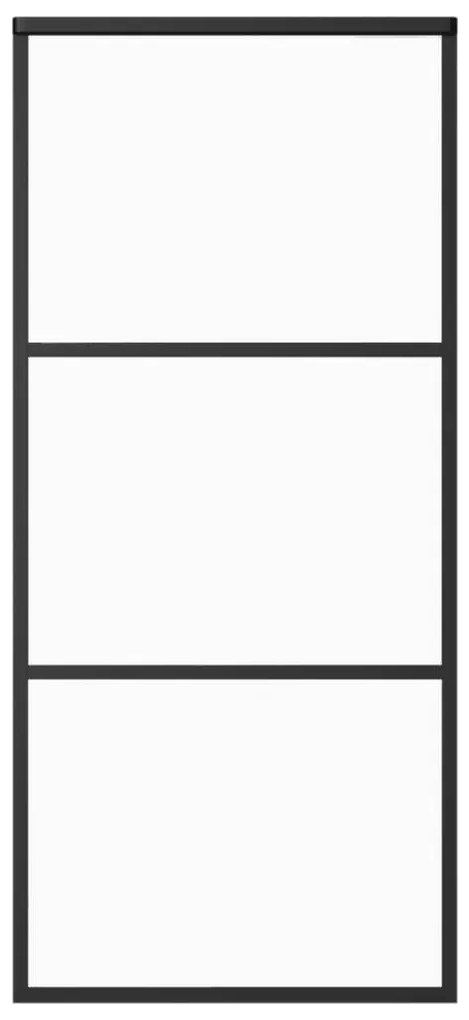 Fekete ESG üveg és alumínium tolóajtó 90 x 205 cm