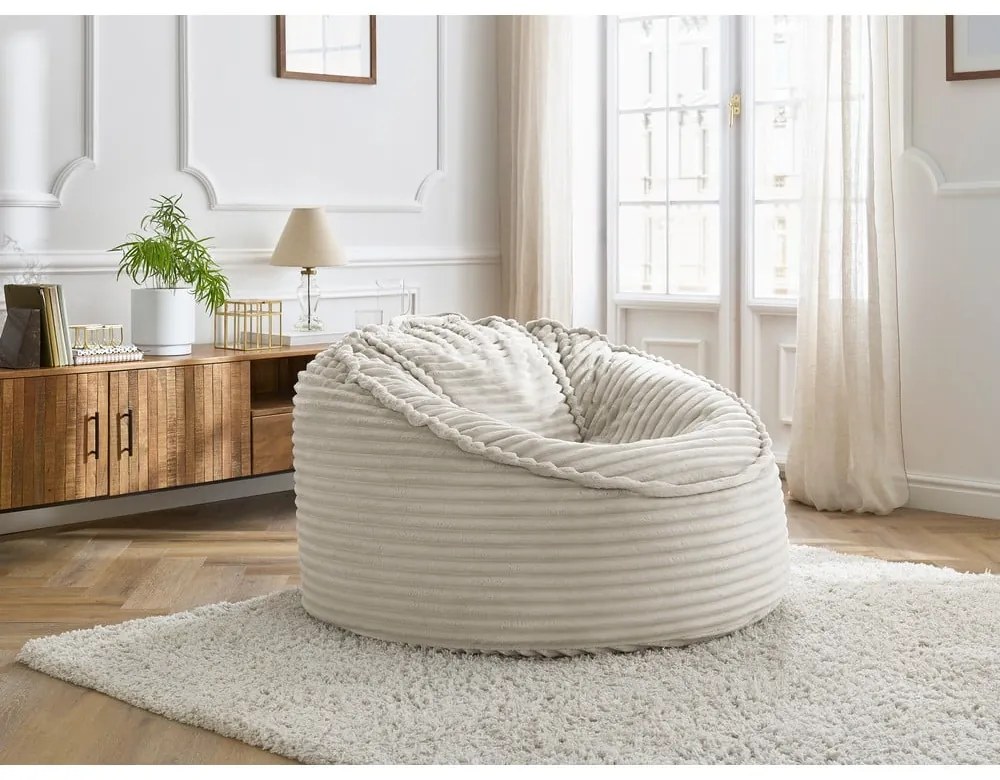 Bézs kordbársony babzsákfotel Socrate – Bobochic Paris