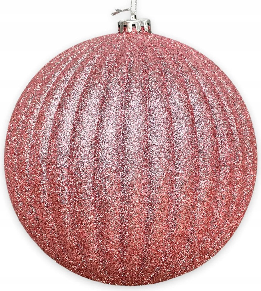 Nagy, Rózsaszín, Csillám Poros, Fényes Gömb Dísz, Átmérő 18 CM Karácsonyi Dekoráció