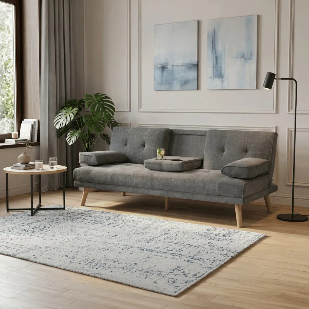 Háromszemélyes kihúzható kanapé, szürke, szövet, ASB-C3034 GREY2