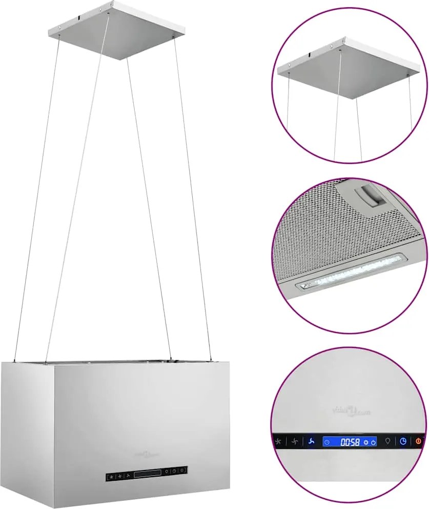 vidaXL rozsdamentes acél LCD érintőképernyős sziget páraelszívó 55 cm