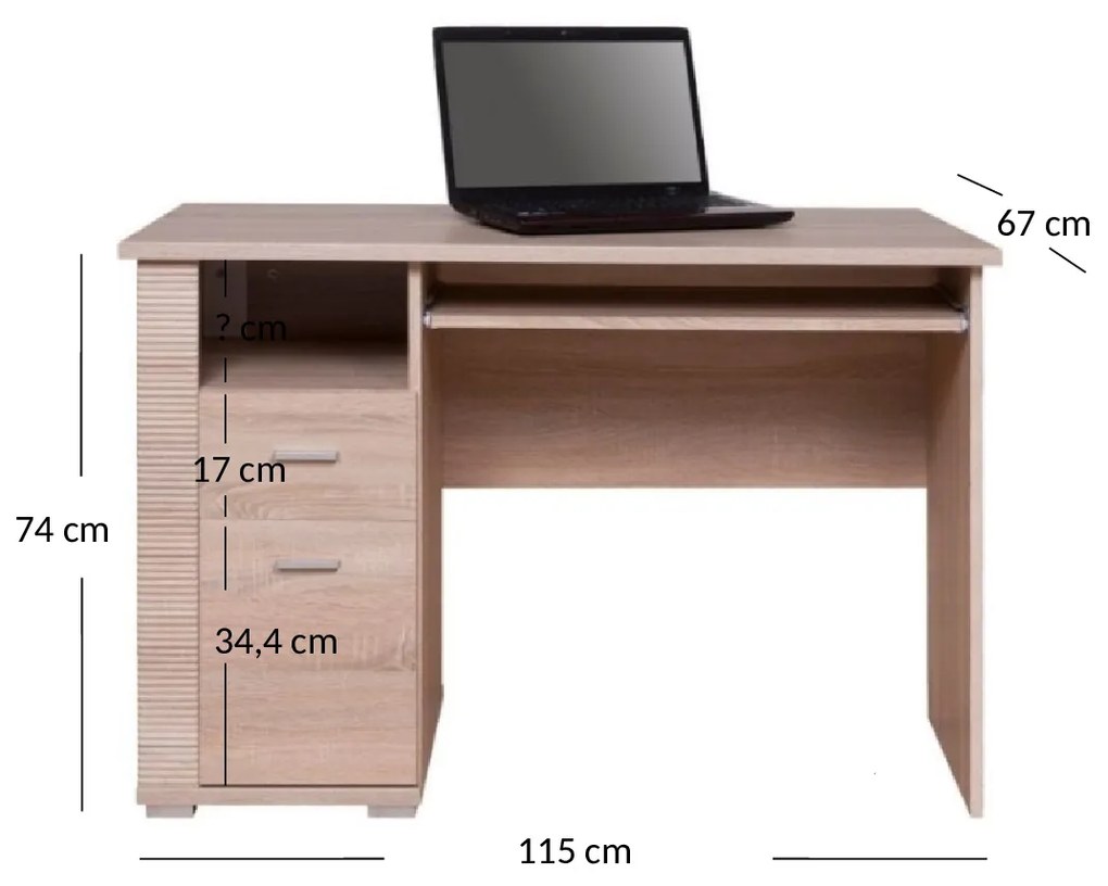 PC asztal  Gwenn 1D1S/120 (szonoma tölgy). 1052946