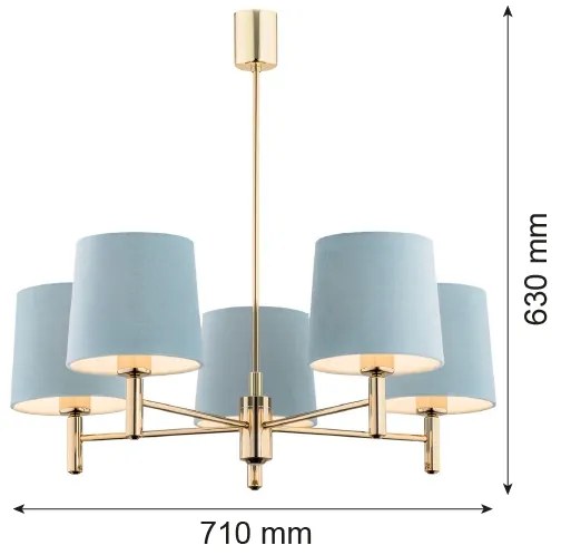 Argon 2106 - Csillár rúdon PONTE 5xE27/15W/230V sárgaréz/krém