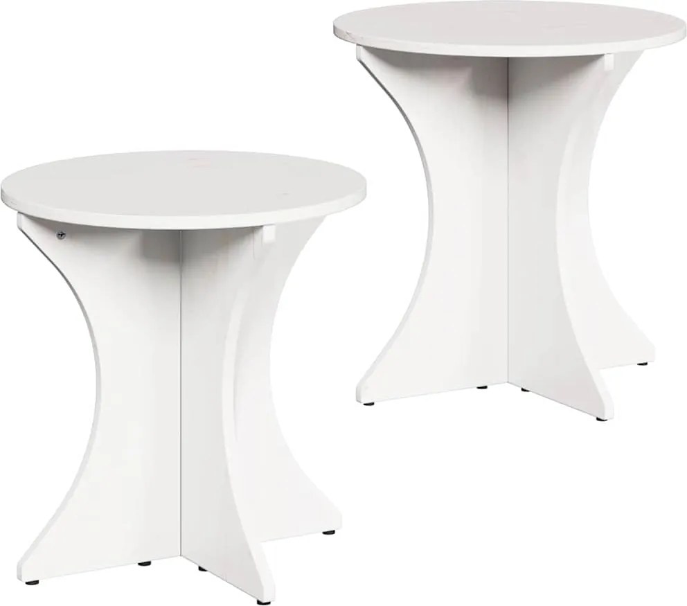 vidaXL Dohányzóasztal 2 pcs Fehér Tömör fenyőfa