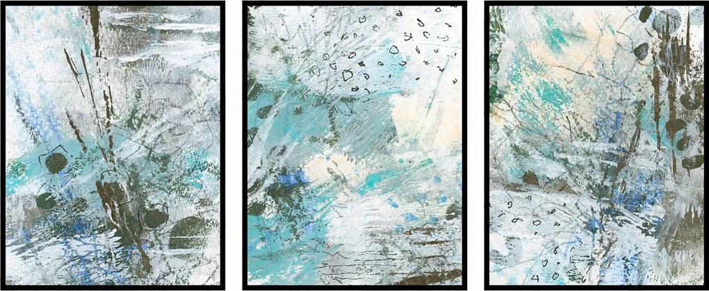 Triptichon poszter absztrakt festék színek 3db 30x40