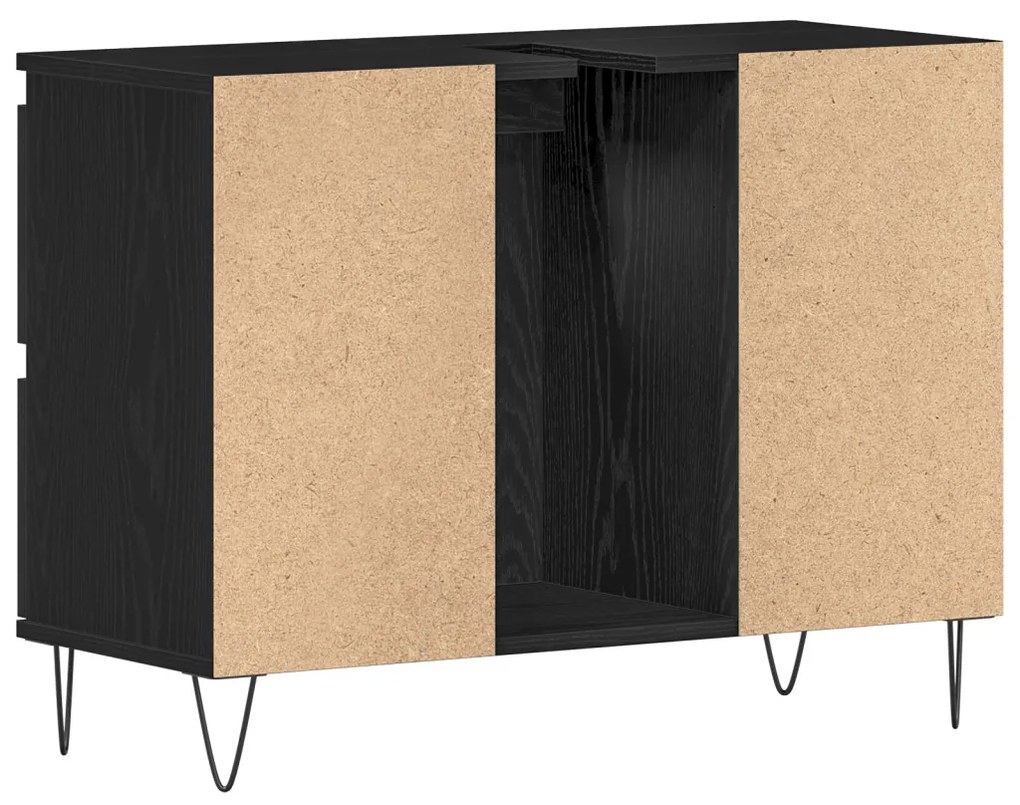 Fürdőszoba Mosdókagyló Szekrény Fekete Tölgy 80x33x60 cm Műanyag
