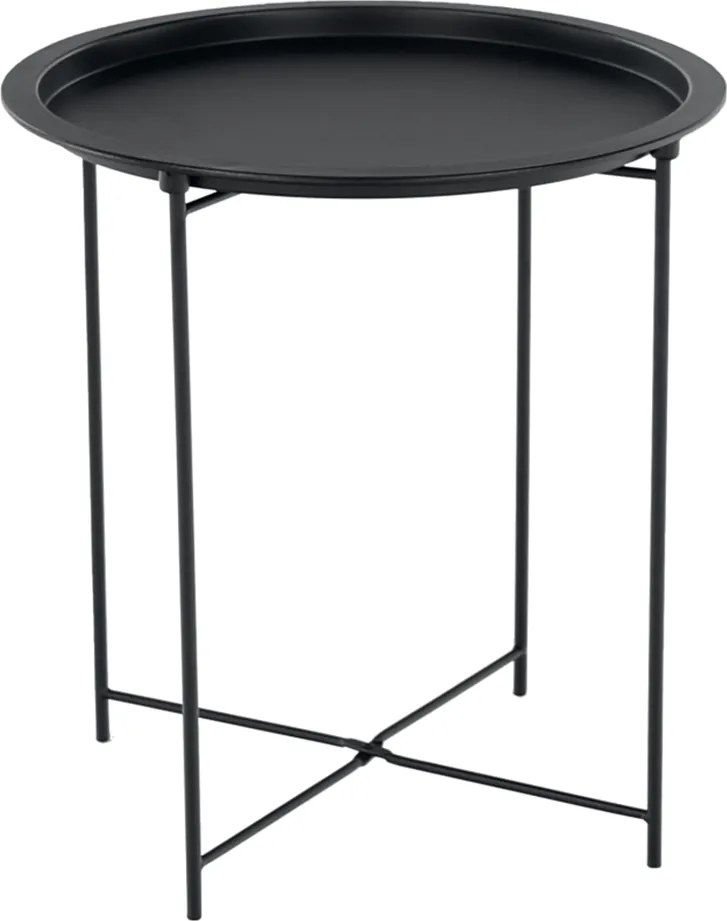 Kisasztal levehető tálcával, fekete, RENDER