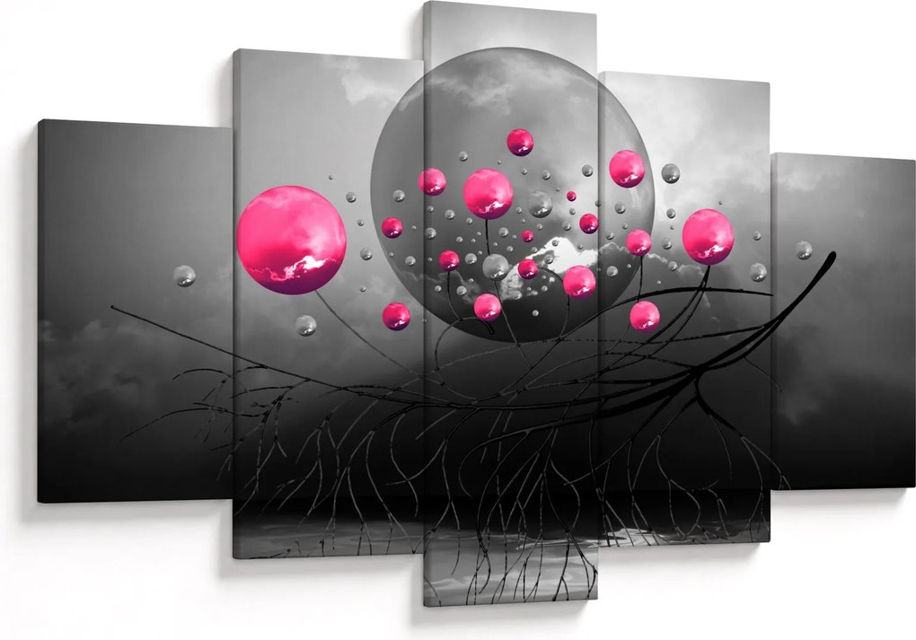 Rózsaszín absztrakt gömbök képe (150x105 cm)