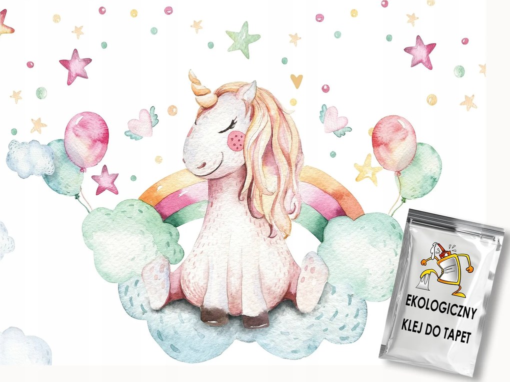 Fotótapéta Flizelina Pasztell Unikornis Akvarell 200x140 ragasztó