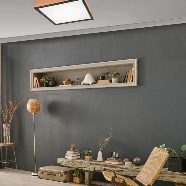 Mennyezeti lámpa OAK SQUARE 4xE27/15W/230V 48x48 cm tölgy/fekete