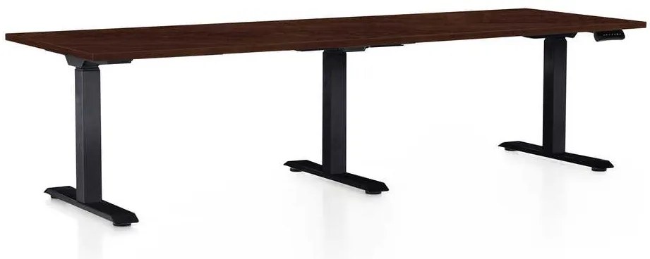 OfficeTech Long állítható magasságú asztal, 240 x 80 cm, fekete alap, wenge