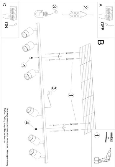 Sollux SL.1073 - Spotlámpa NERO 6xGU10/40W/230V fekete/arany