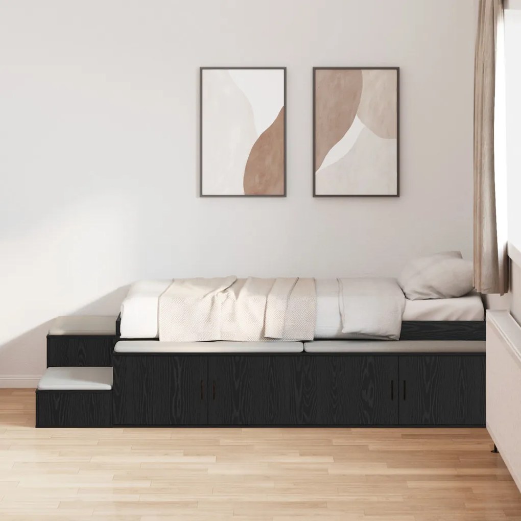 Tároló Ágykeret Fekete Tölgy 75x190 cm