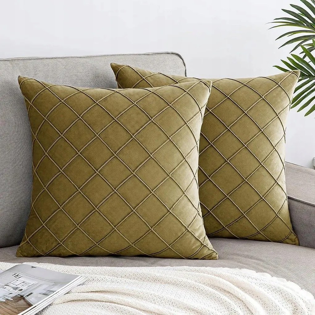 Párnahuzat 50 x 50 cm Dekoratív Plüss Sárga Ochra 2 db