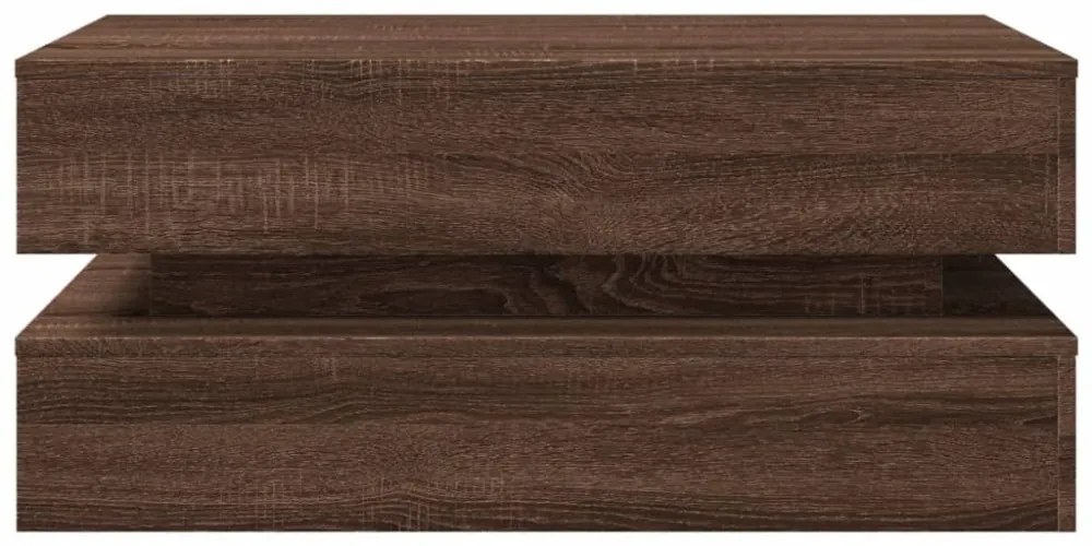 barna tölgyszínű dohányzóasztal LED-lámpákkal 90x50x40 cm
