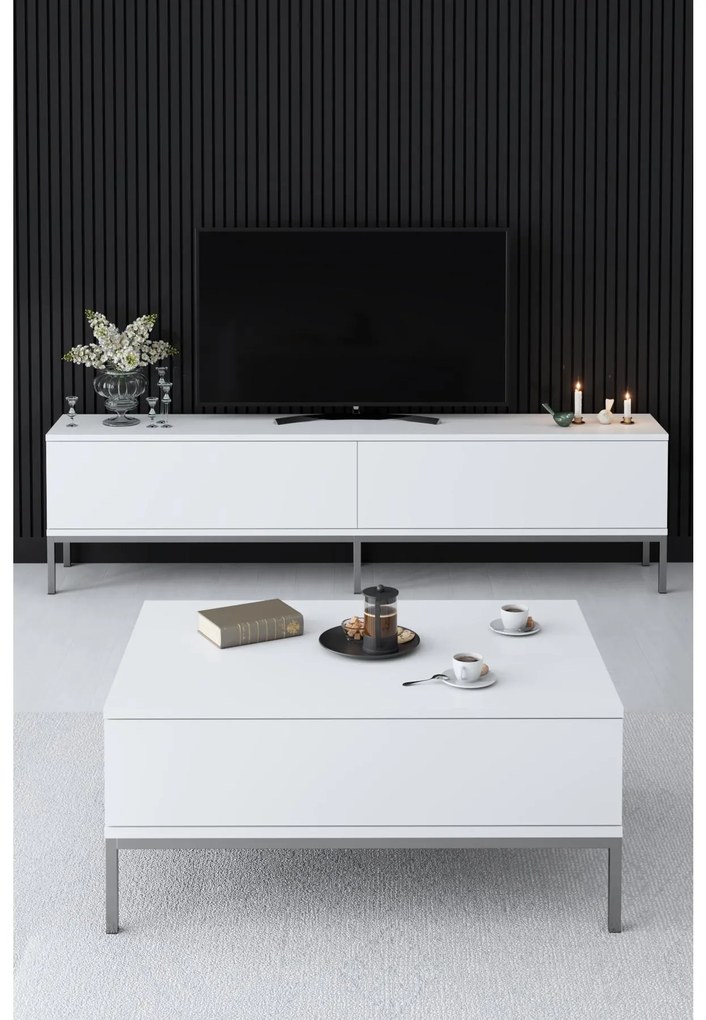 TV asztal/szekrény Vibubi 2 (fehér + ezüst) . 1095391
