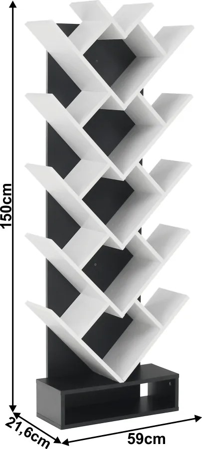 könyvespolc, fehér/fekete, VEVEY