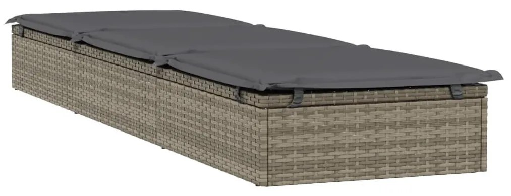1 db szürke polyrattan napozóágy asztallal