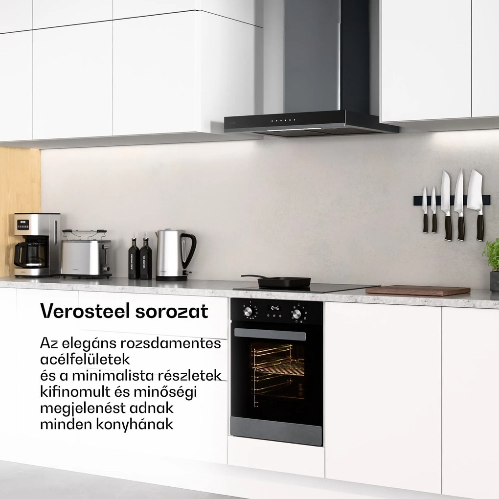 Klarstein Verosteel beépített sütő | 45 cm | 49 l A energiaosztály | 2000 W | fekete