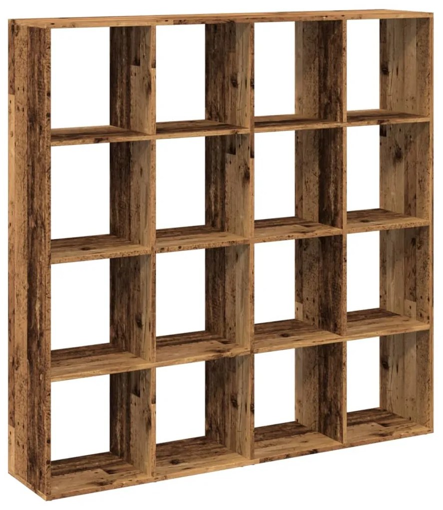 antik fa színű szerelt fa könyvszekrény 137,5 x 29 x 137,5 cm