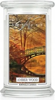 Amber Wood Kringle Candle nagy gyertya két kanóccal (624g)