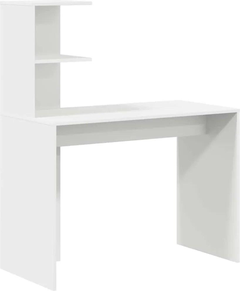 vidaXL Asztal polcokkal tárolóval Fehér 102 x 50 x 124 cm Faanyag