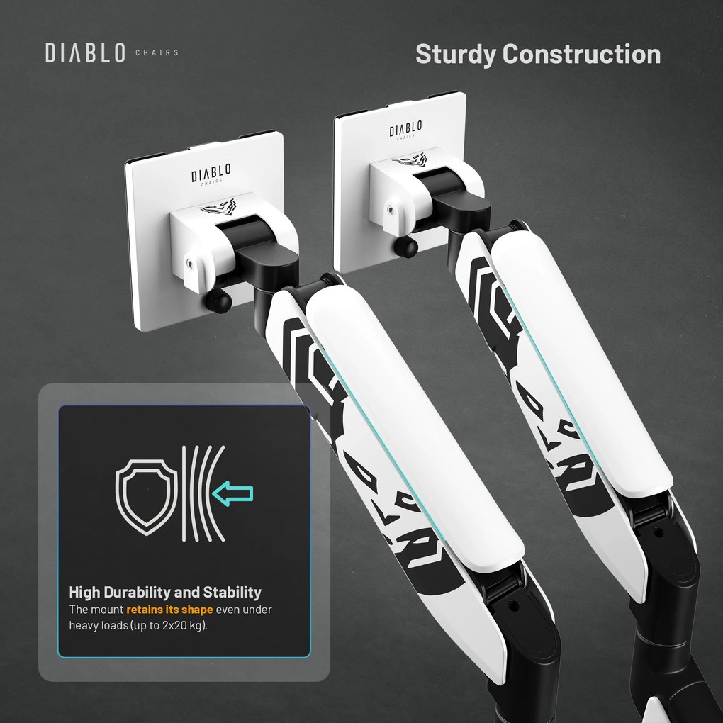 Képernyőállvány két 35 hüvelykes monitorhoz, fehér-fekete X-Arm Dual RGB