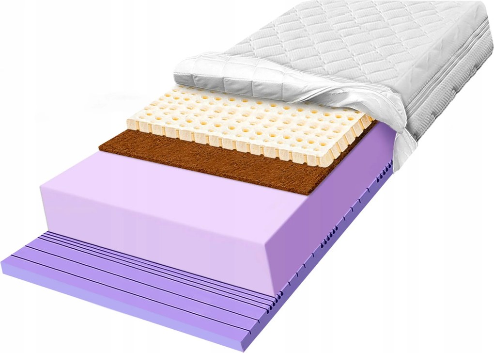 H3 H4 habszivacs matrac 150x180 kókuszlatex 7 zónás tömör 25cm