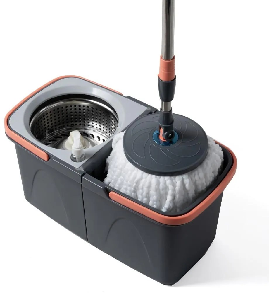 Spin Mop forgófejes felmosószett (vödör + nyél + acél facsaró + 2 mop)