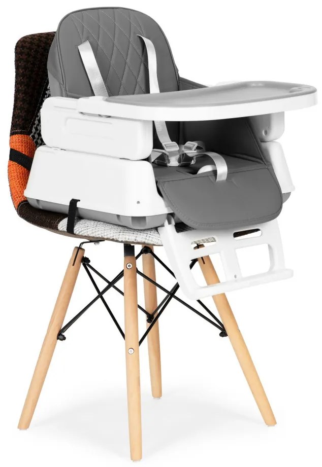 Összecsukható gyerek etetőszék 3 in 1 szürke