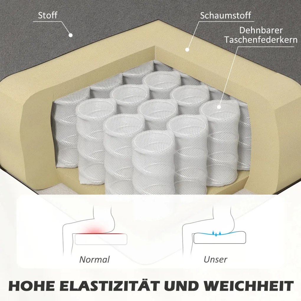 HOMCOM Kanapé Retro Design 2 Személyes kanapé, fa lábak, sötétszürke