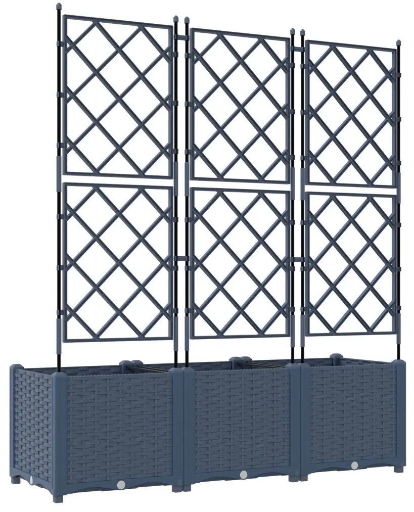 Trellis-szel ellátott cserép 3 db Szürke 120x40x143 cm