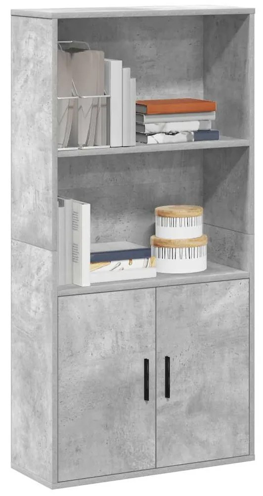 betonszürke szerelt fa könyvespolc 60x24x120 cm