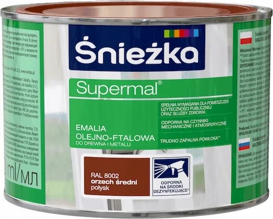 Olaj-fém festék fához, fémhez Śnieżka 0,4 l Dió Közepes Ral