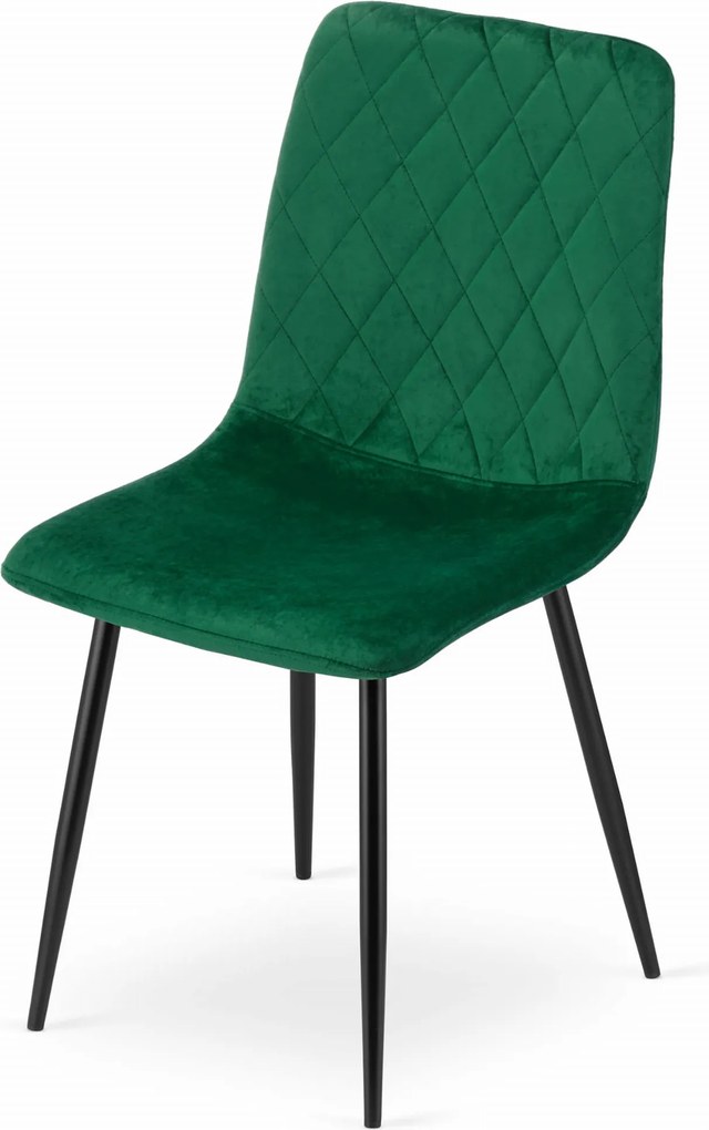 Étkező garnitúra 1 + 4, fekete asztal RAMOD 100x60 cm márvány dekor + zöld TURIN szék fekete lábakkal