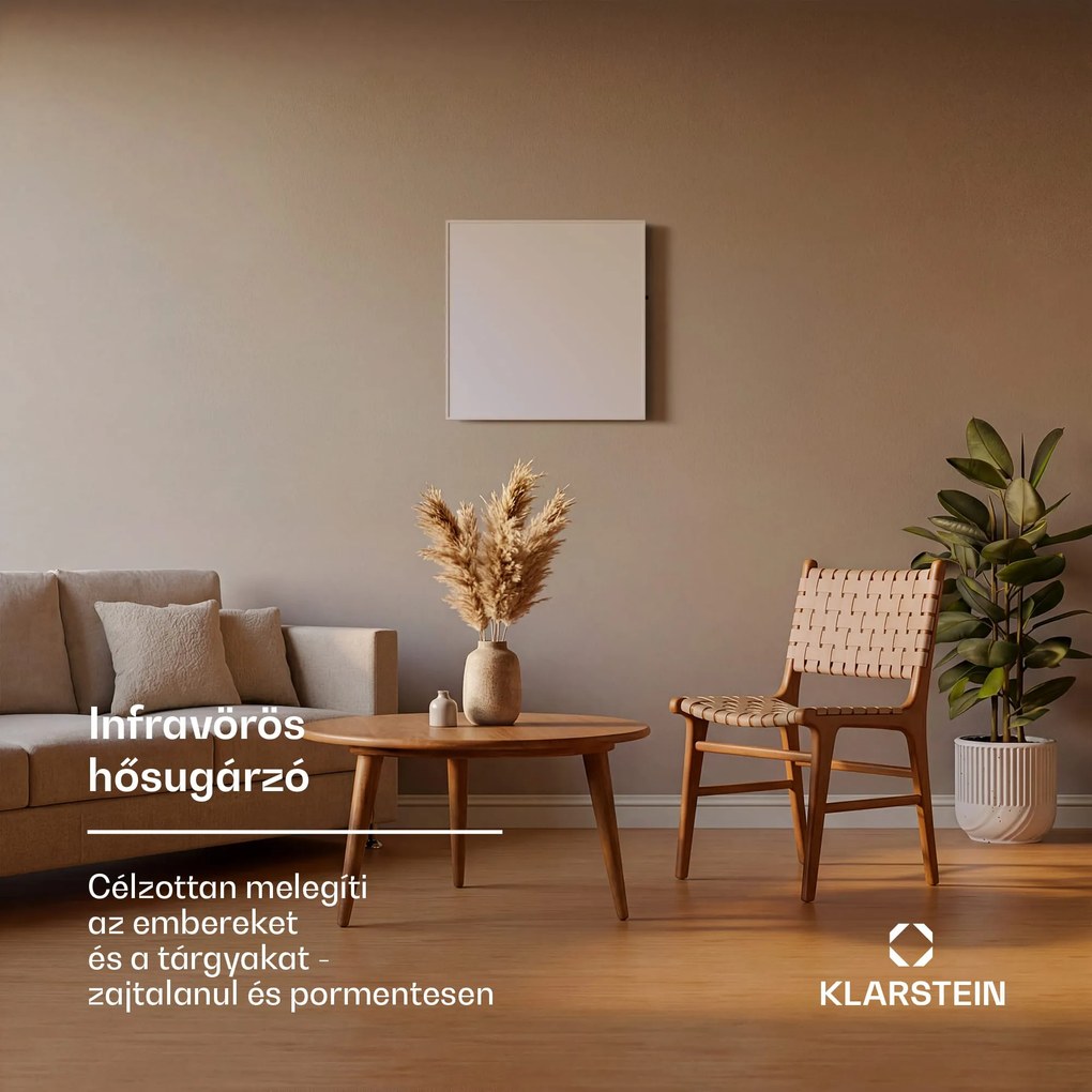Klarstein Wonderwall 360 Smart, infravörös hősugárzó, 60 x 60 cm, 360W, heti időzítő, IP24, fehér